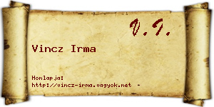 Vincz Irma névjegykártya