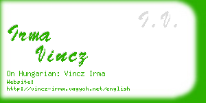 irma vincz business card